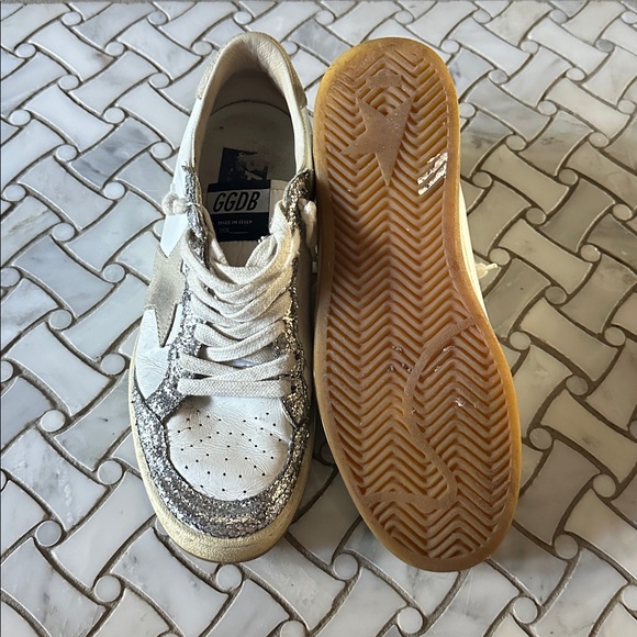 Rare! Golden Goose Women's Glitter Silver and White Sneakers - ball star size 38 - Picture 4 of 7